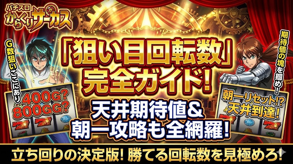 からくりサーカスでの狙い目回転数完全ガイド！天井期待値や朝一攻略も解説