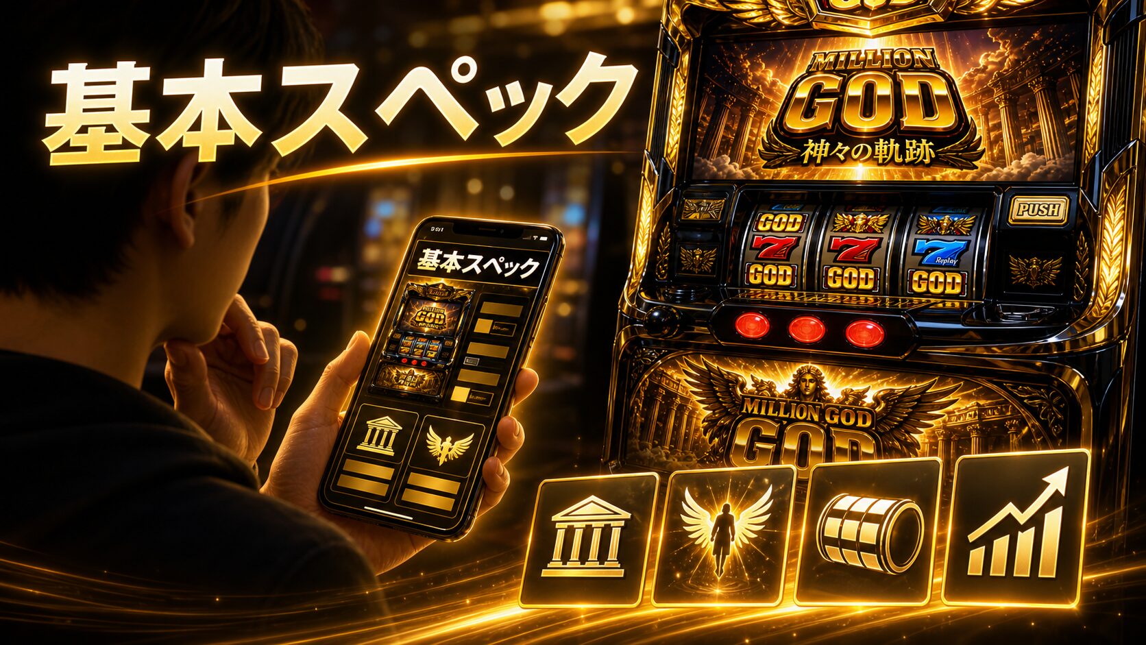 スマスロ ミリオンゴッド-神々の軌跡-の基本スペックを確認する読者のイメージ画像