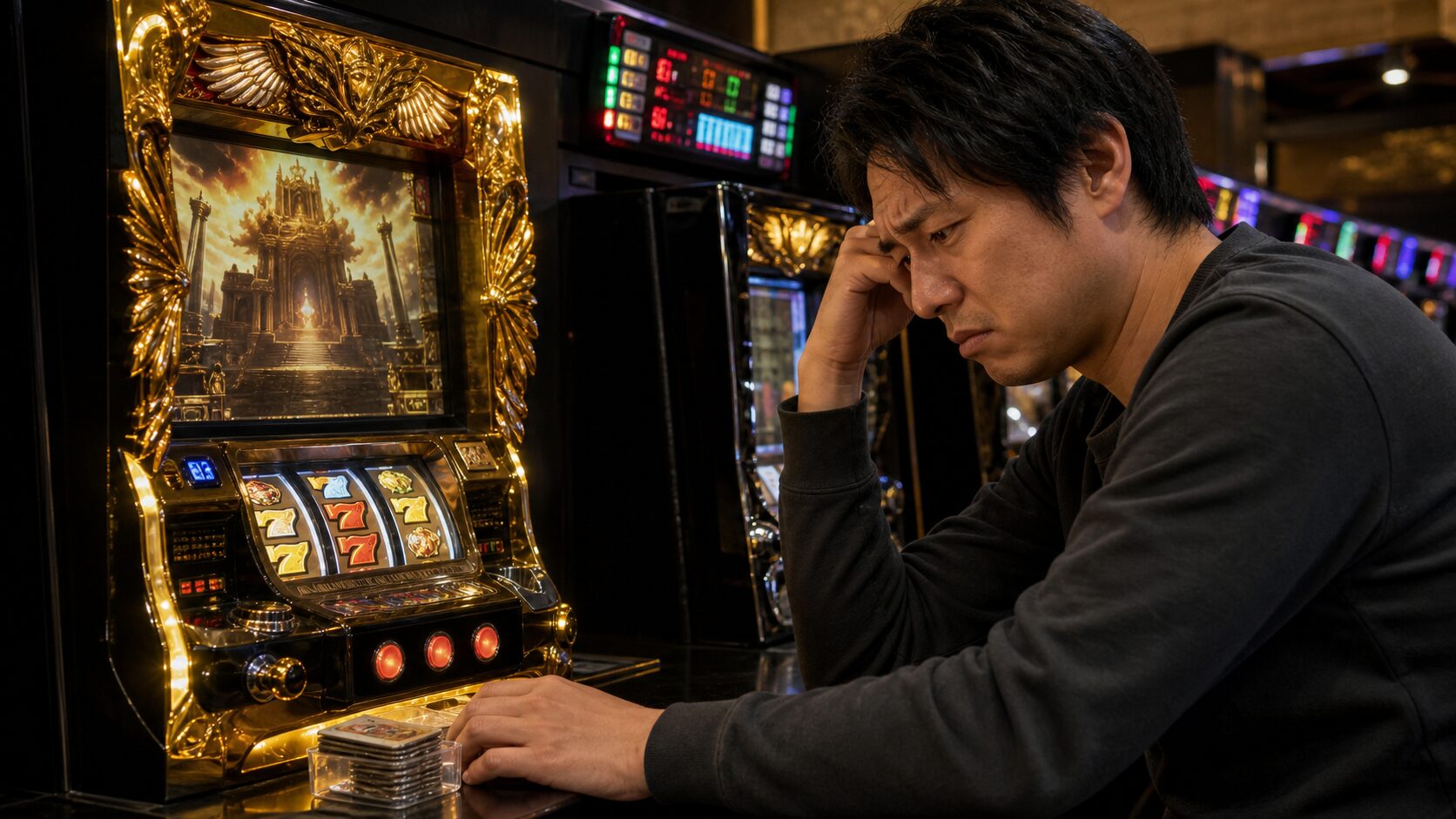 天井まで遠く追うか諦めるか慎重に迷う打ち手