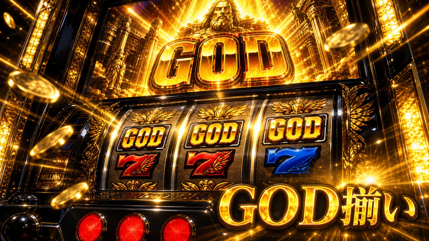 スマスロ ミリオンゴッド-神々の軌跡-のGOD揃いの高揚感を示すイメージ画像